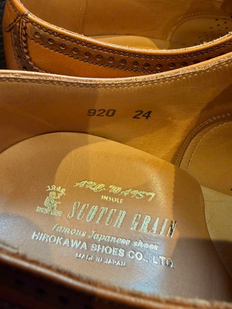 美品 SCOTCH GRAIN 920 ストレートチップ 革靴 茶 24cm