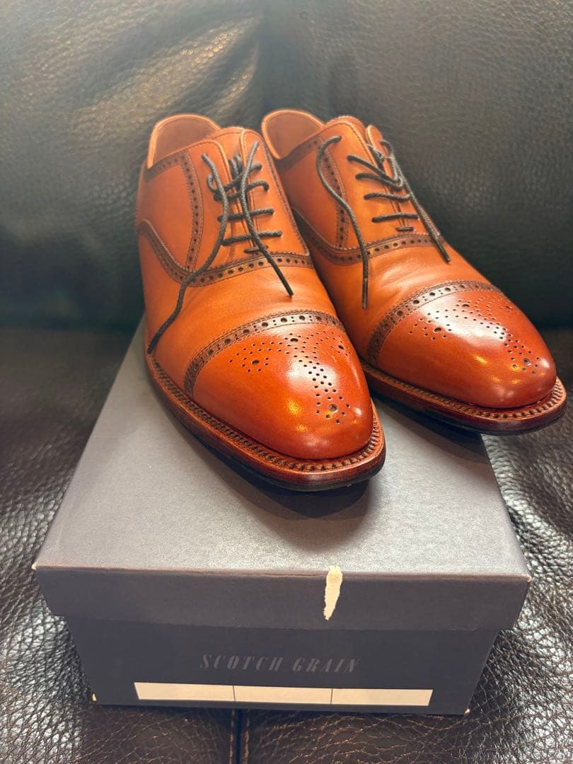 美品 SCOTCH GRAIN 920 ストレートチップ 革靴 茶 24cm