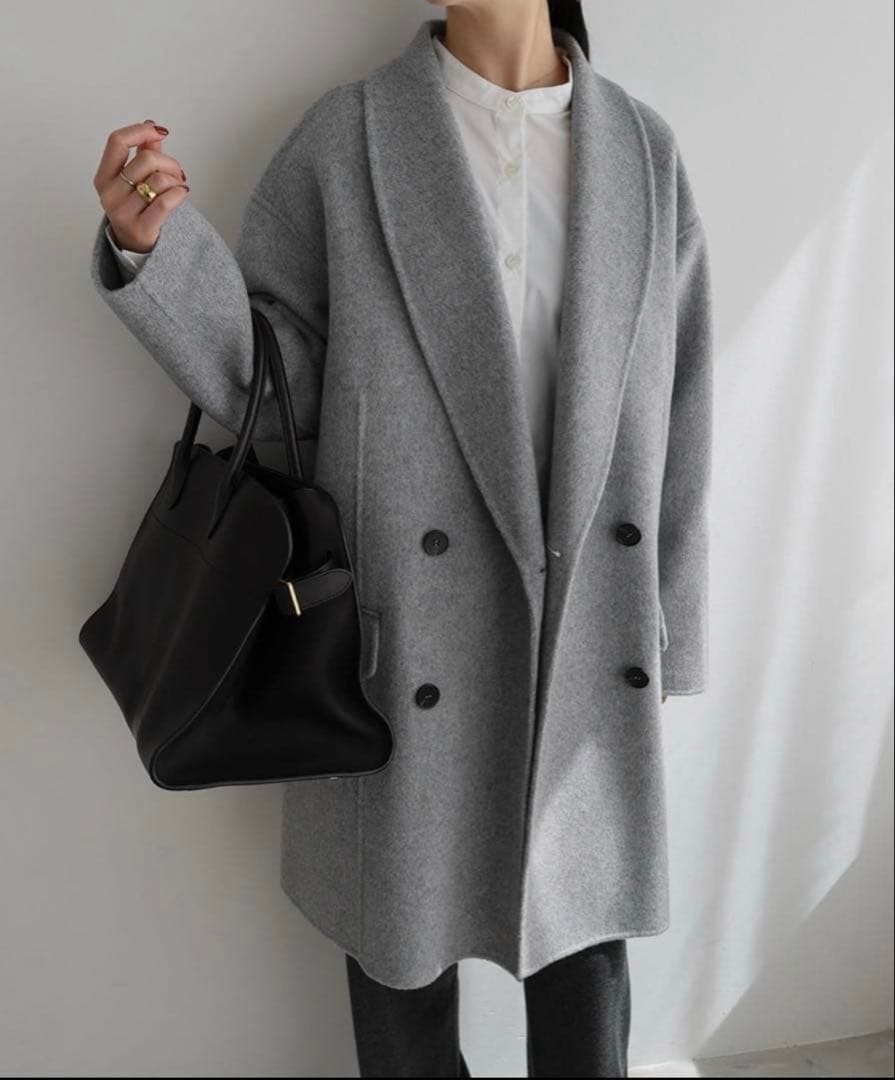 T*T様 evernavy リバー Pコート ウールコート グレーM