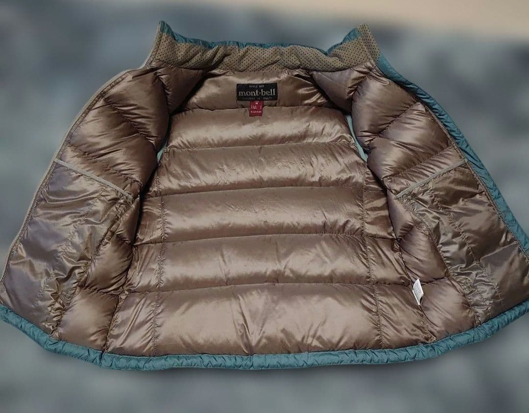 オールドモンベル　montbell ダウンベスト　 M　USAのS　アクアブルー