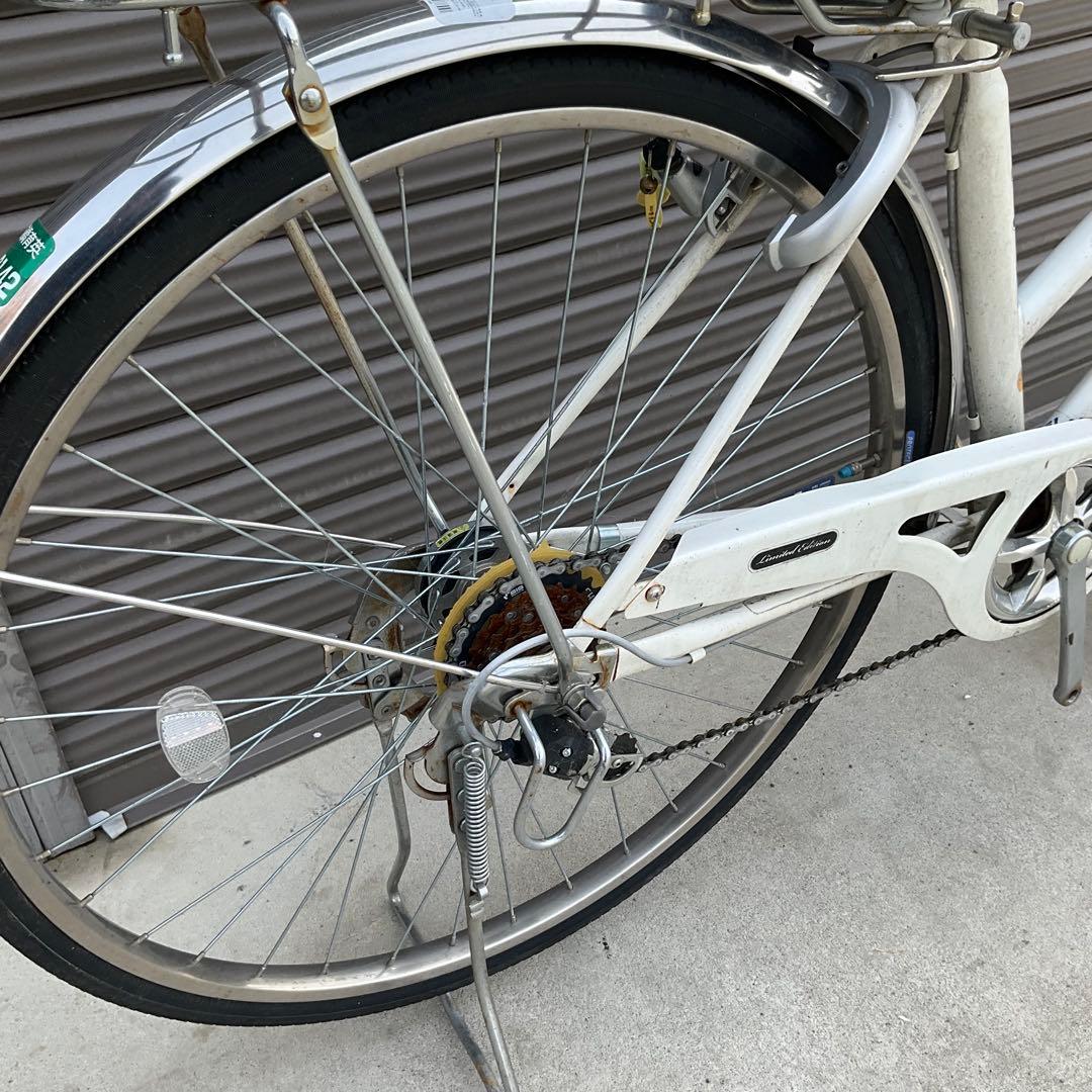 【前橋市内引渡】ママチャリ 27インチ自転車 6段変速/カゴ/鍵/オートライト付