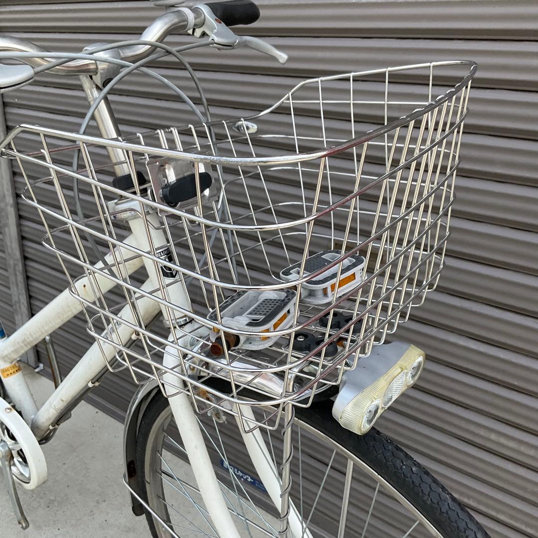 【前橋市内引渡】ママチャリ 27インチ自転車 6段変速/カゴ/鍵/オートライト付
