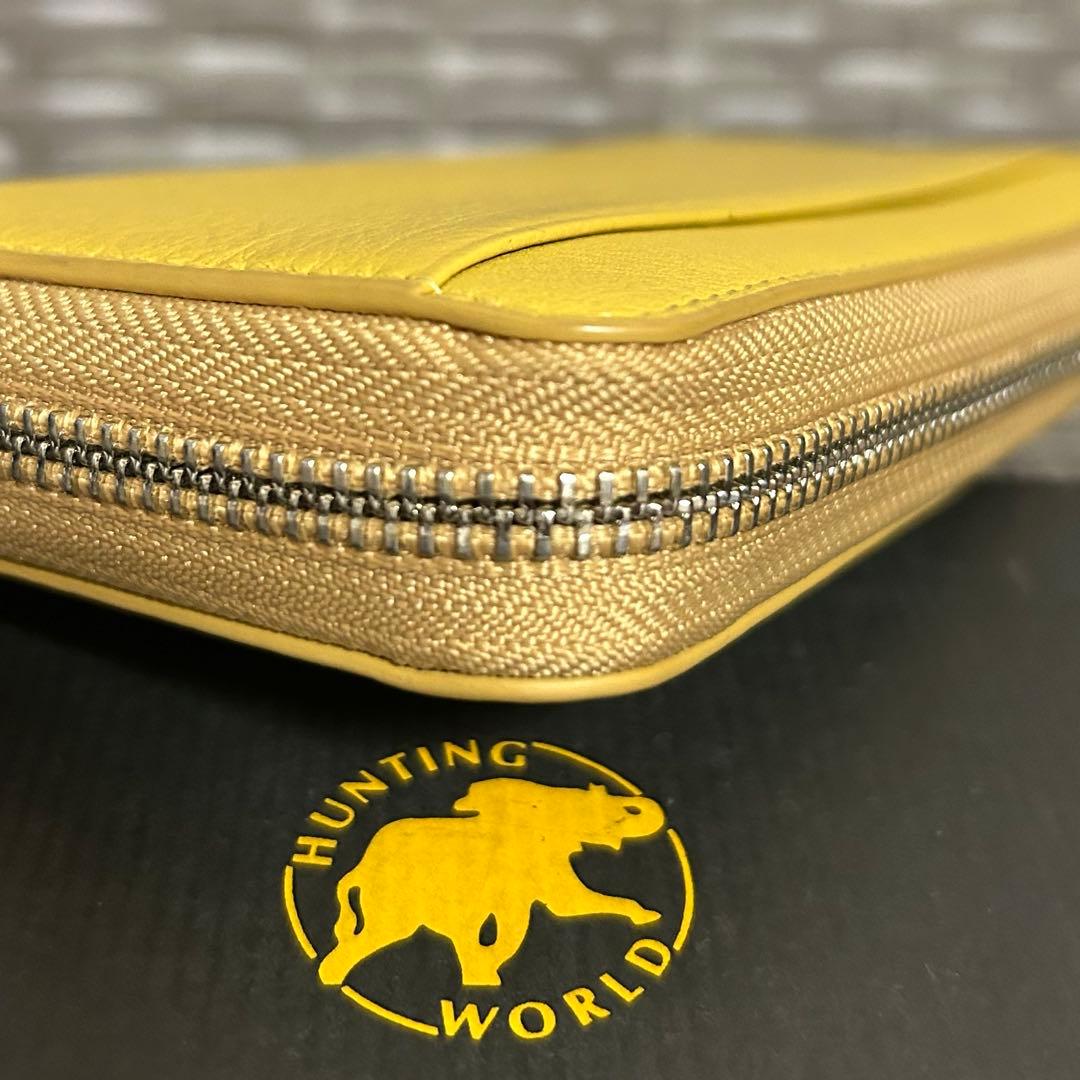 ハンティングワールド　長財布　クリームイエロー