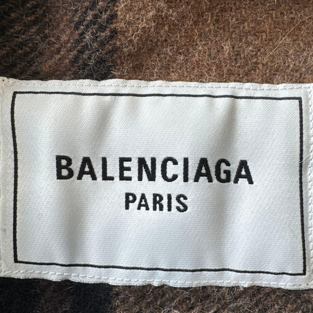 BALENCIAGA フリンジ付きチェックコート