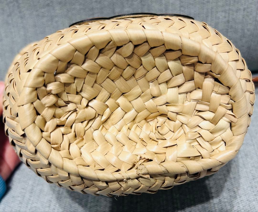 【値下げ】CELINE セリーヌ ミニパニエ　ラフィア&カーフスキン