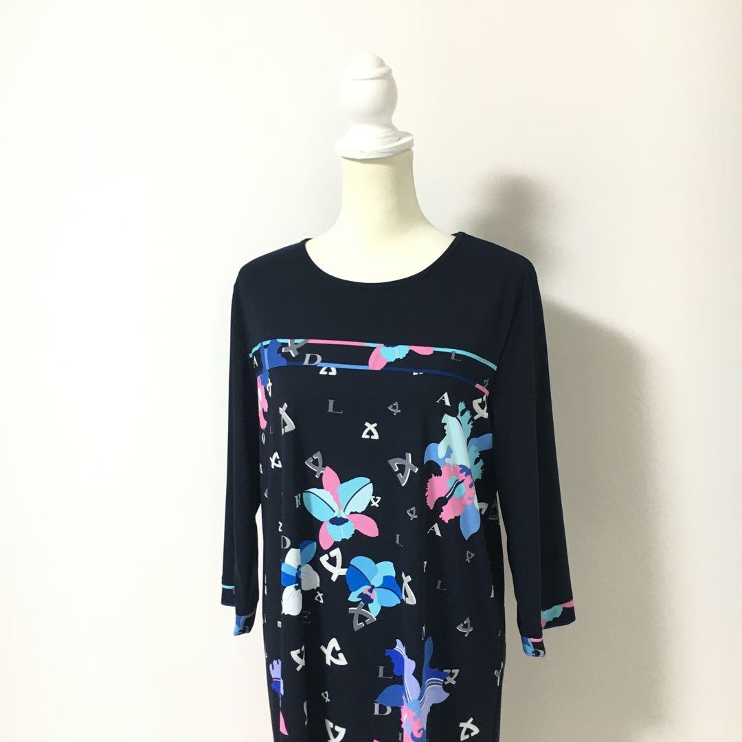 近年美品　LEONARD レオナール　洗える　ストレッチ　ワンピース　44