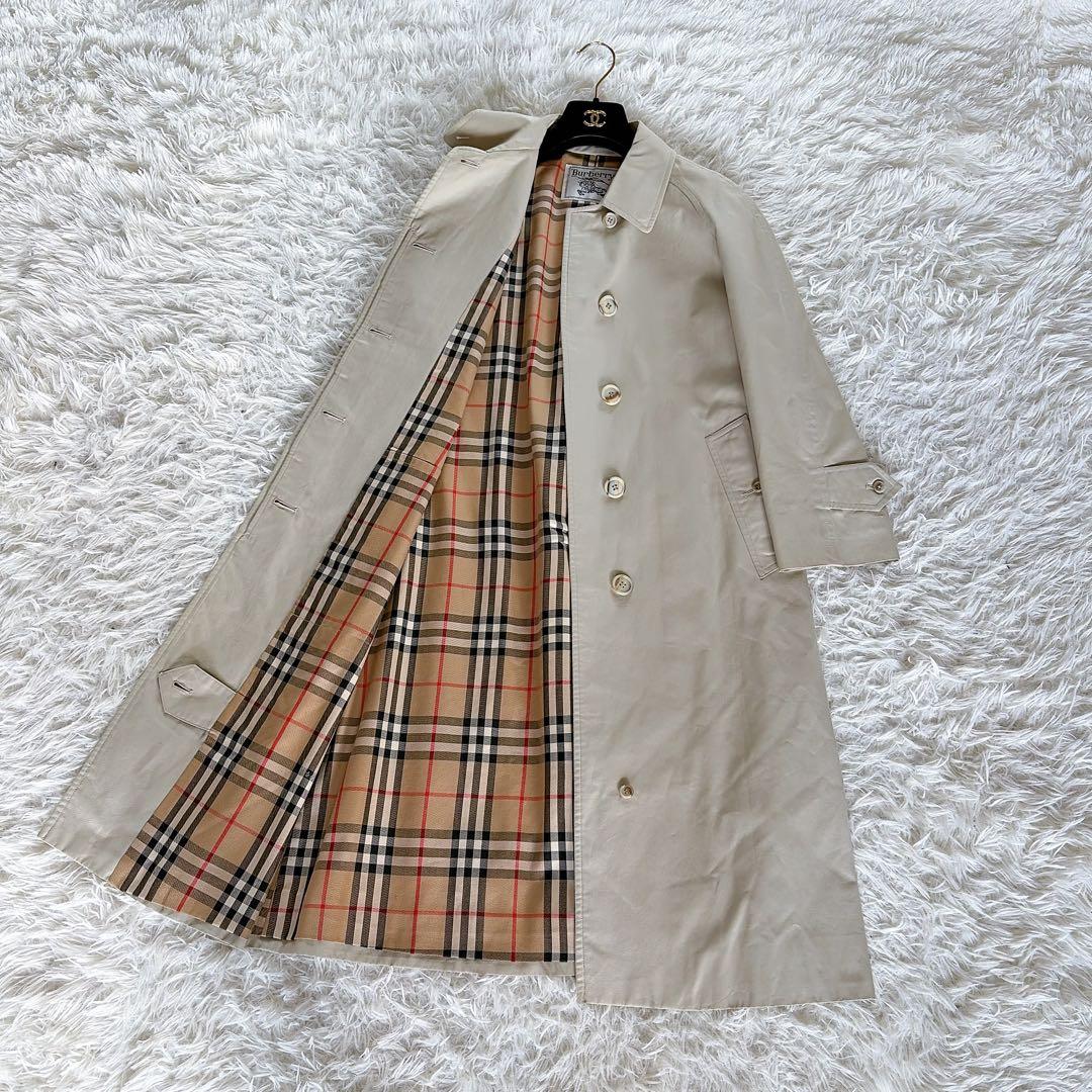 希少✨【バーバリーズ】ステンカラーコート ノバチェック ライトベージュカーキ L