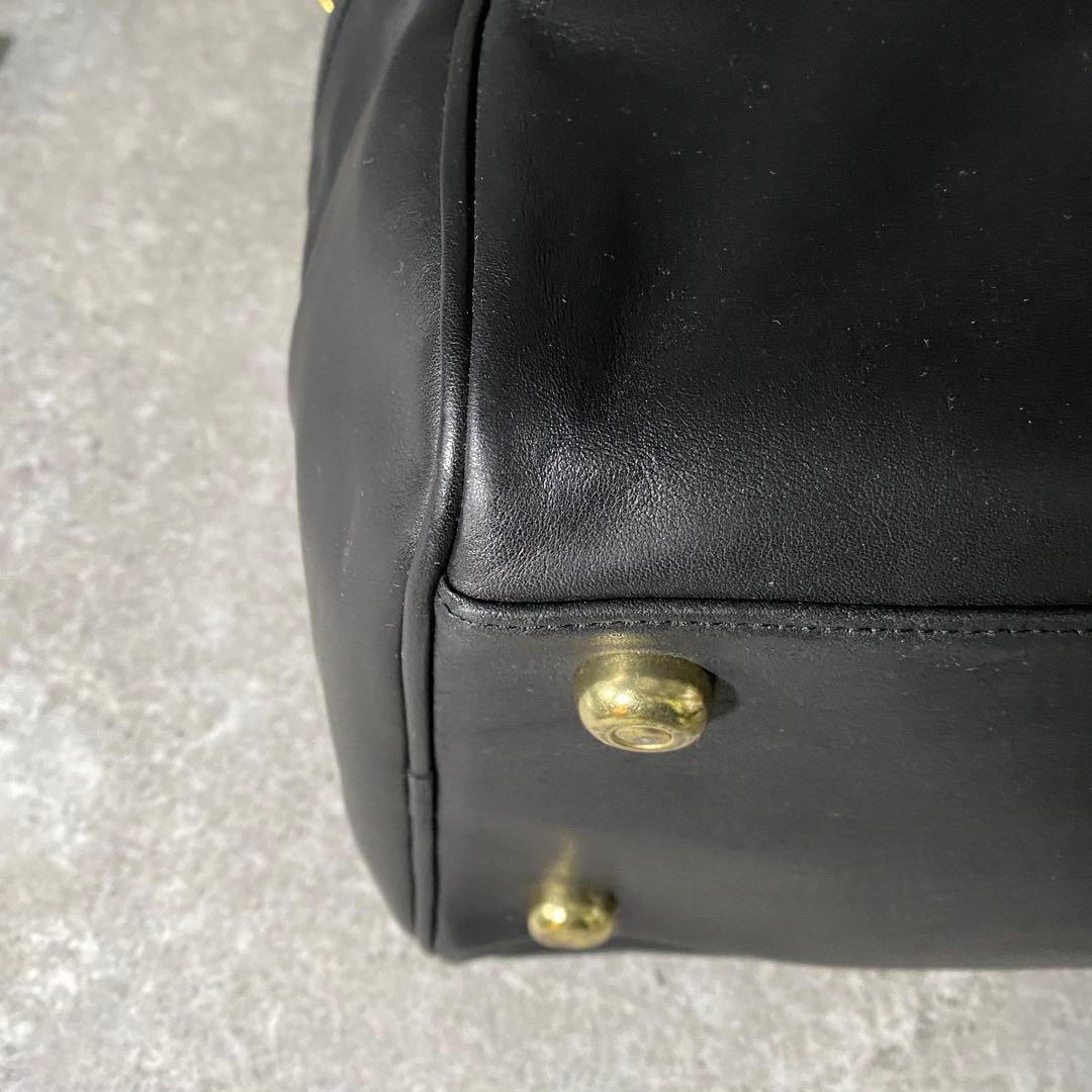美品 COACH コーチ オールレザー ボストンバッグ ブラック 黒0596