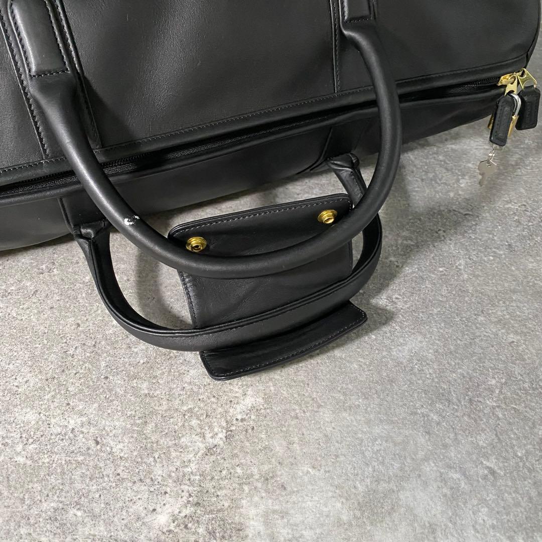 美品 COACH コーチ オールレザー ボストンバッグ ブラック 黒0596