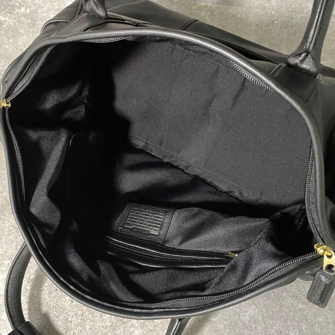 美品 COACH コーチ オールレザー ボストンバッグ ブラック 黒0596