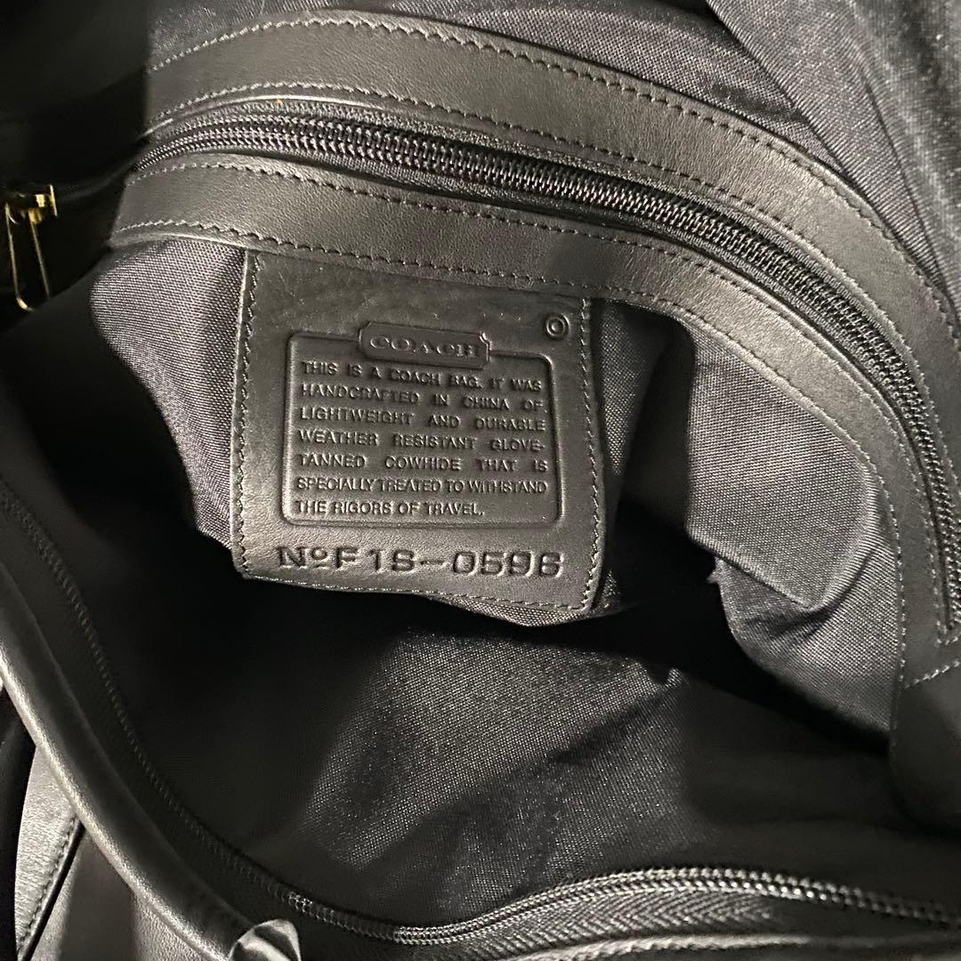 美品 COACH コーチ オールレザー ボストンバッグ ブラック 黒0596