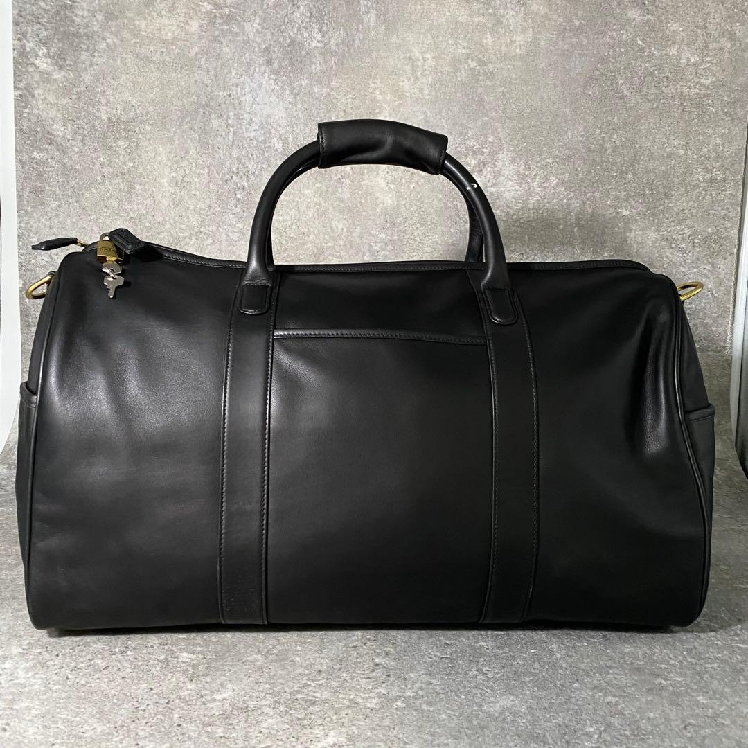 美品 COACH コーチ オールレザー ボストンバッグ ブラック 黒0596