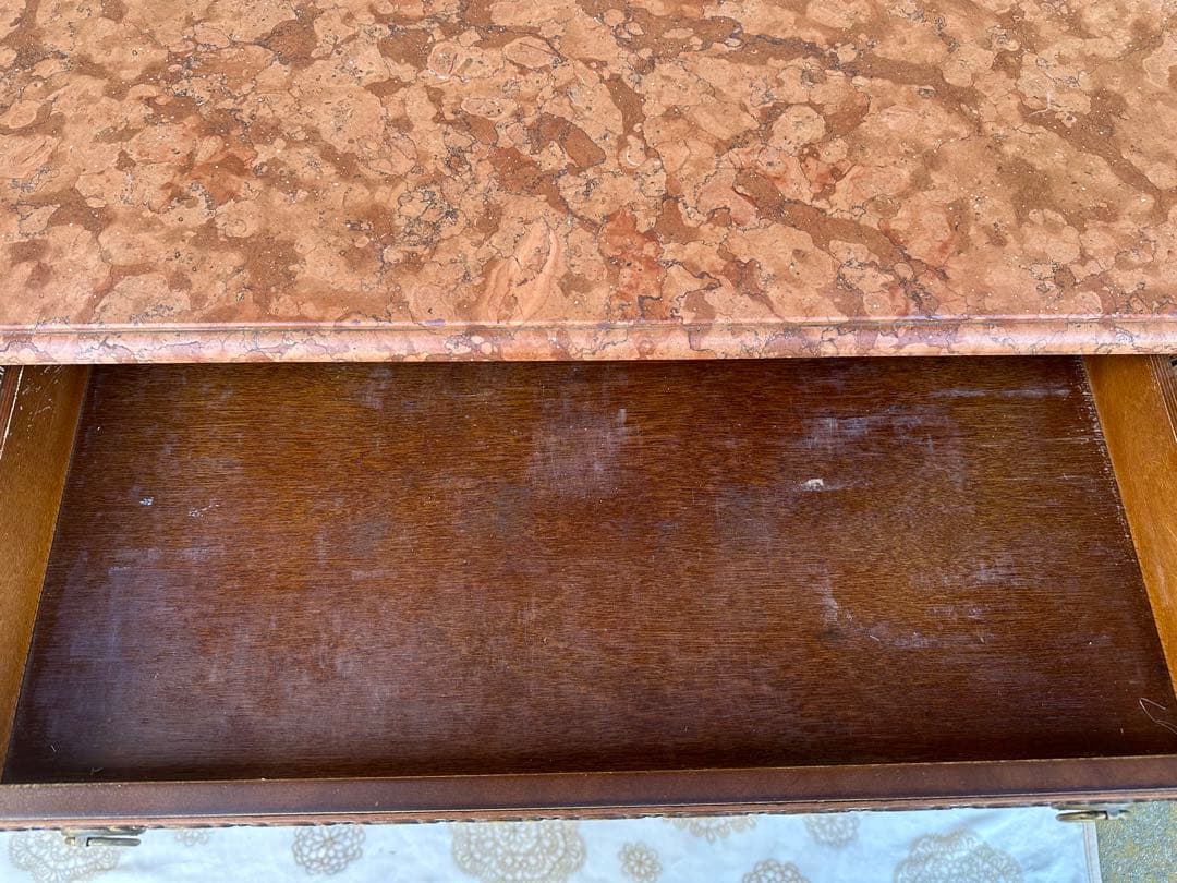 【引取限定】イタリア 最高級 大理石 マホガニー材 大理石天板 チェスト ※※