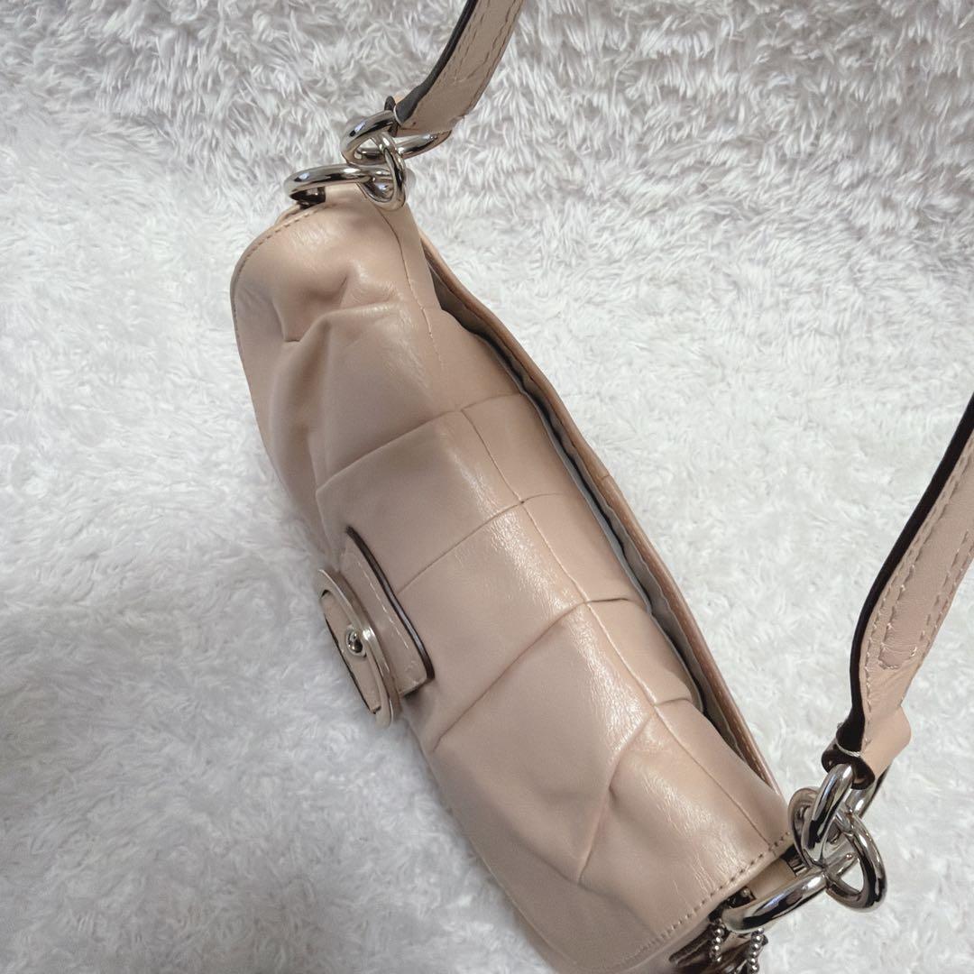 良品 コーチ ハンドバッグ ワンショルダー ソーホー シルバー金具 革 ピンク