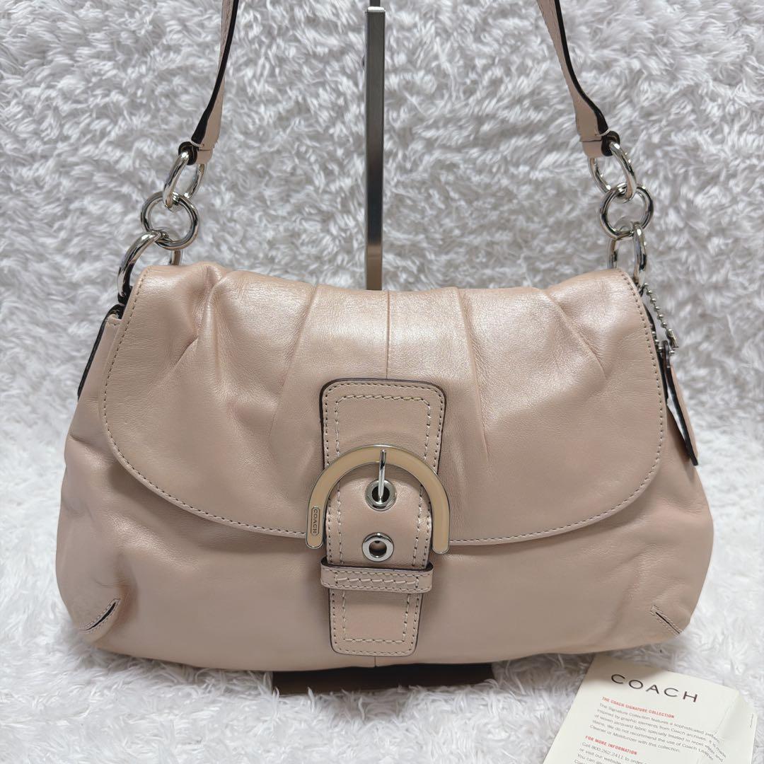 良品 コーチ ハンドバッグ ワンショルダー ソーホー シルバー金具 革 ピンク