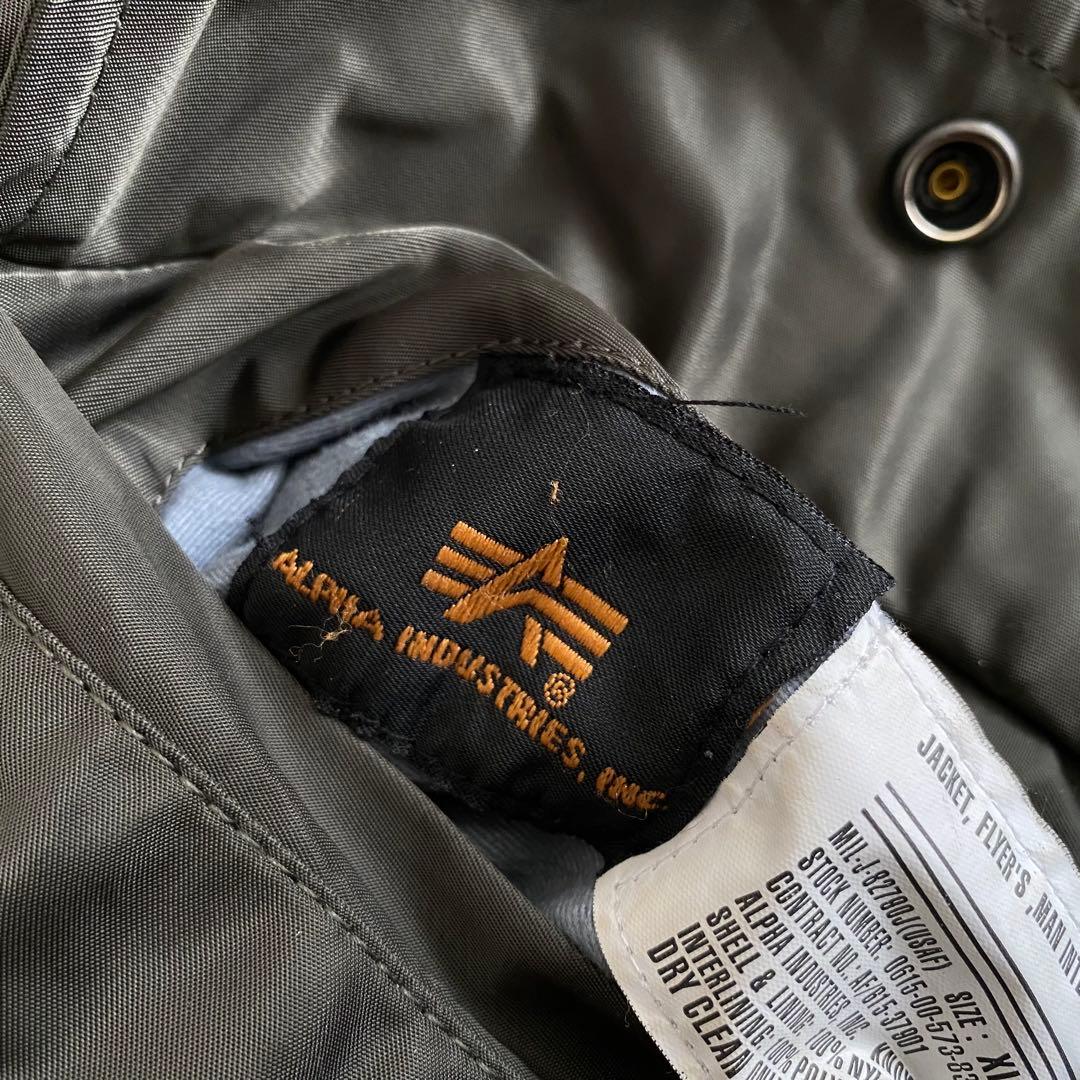 美品 ALPHA アルファ ワッペン 刺繍 MA-1 フライト ジャケット XL