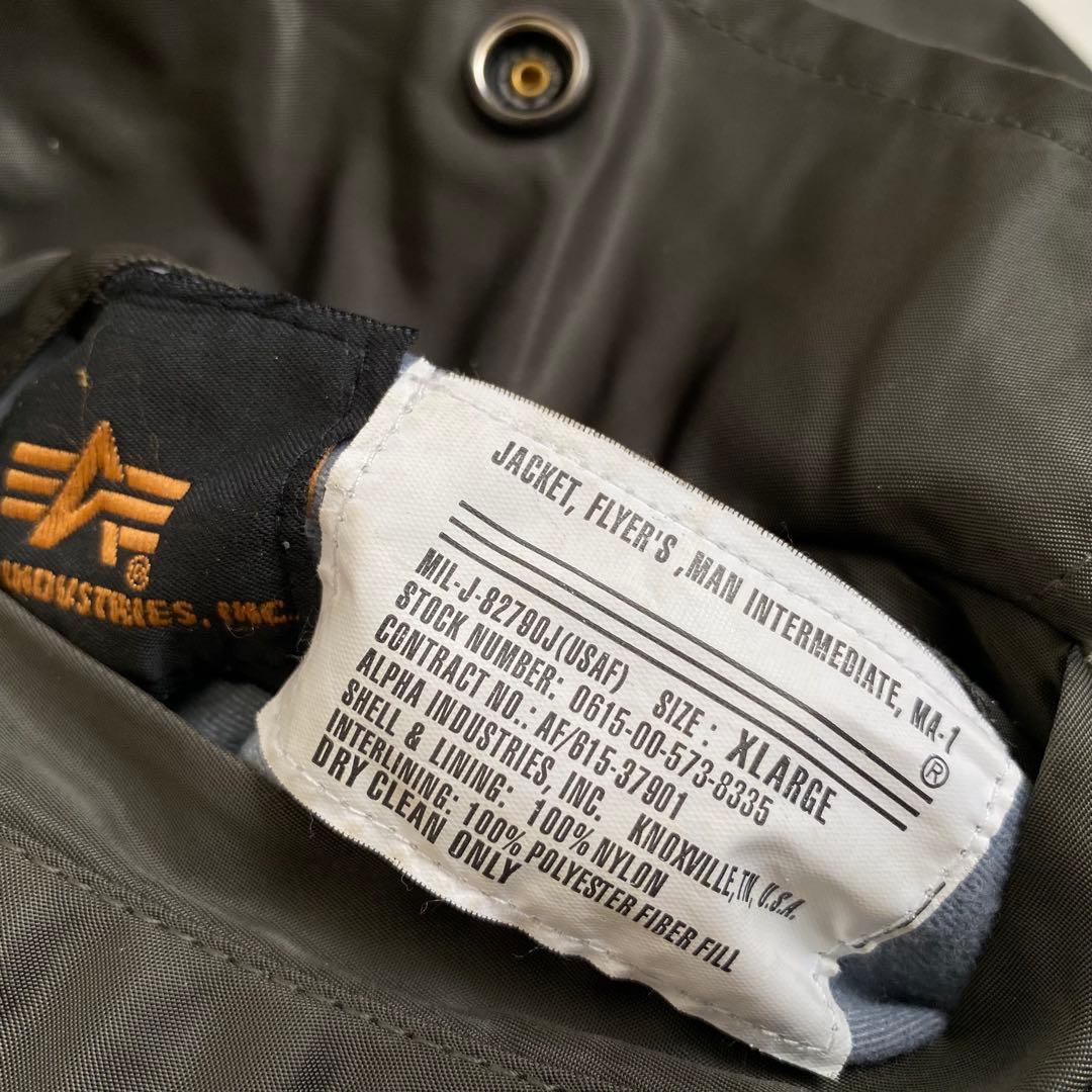 美品 ALPHA アルファ ワッペン 刺繍 MA-1 フライト ジャケット XL
