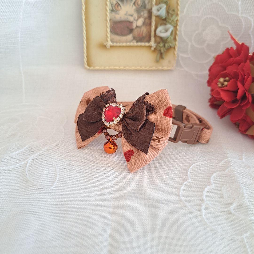 プッチ、幅広シュシュバレンタインハート柄(パープル)わんちゃん猫ちゃん用