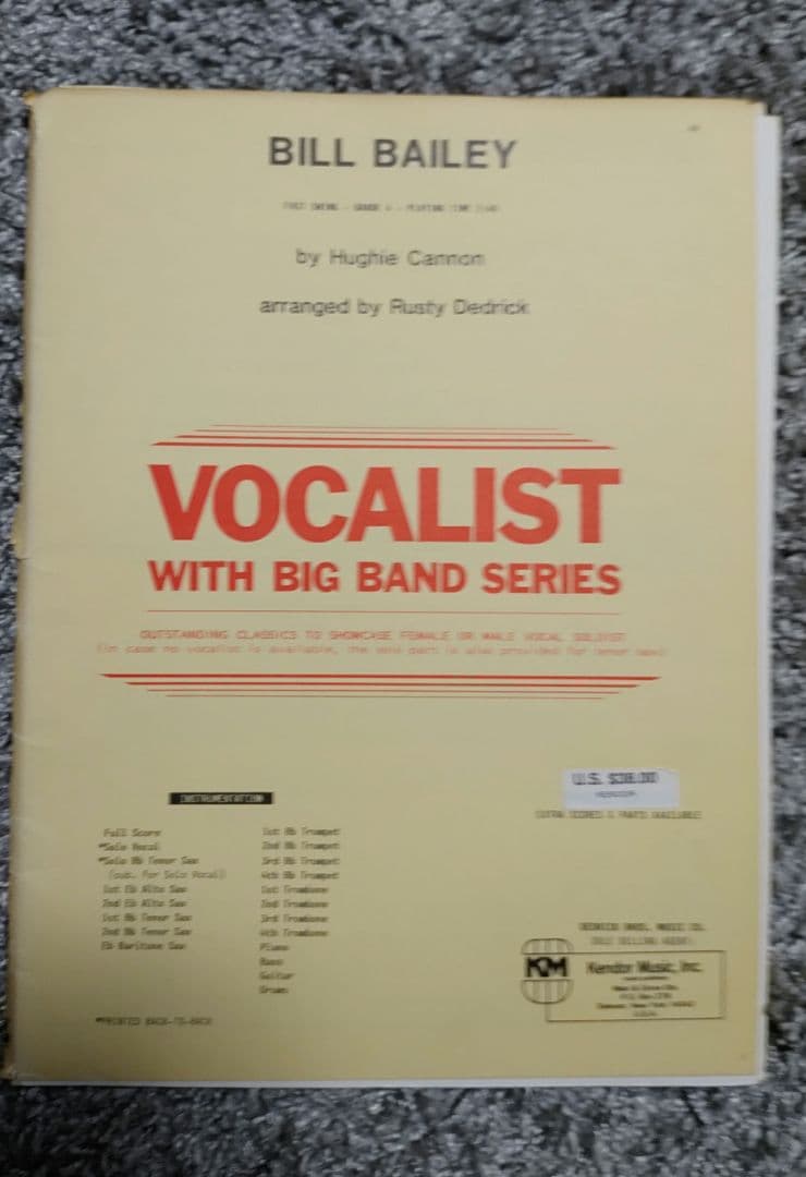 ボーカル　ビッグバンド譜面：BILL BAILEY