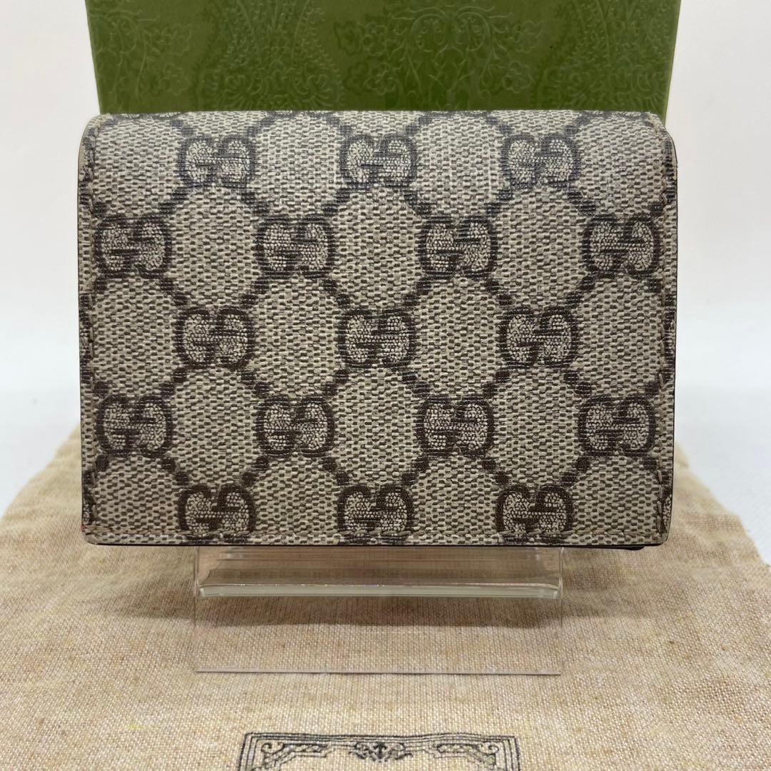 【美品】グッチ 476050・1147 GG スプリーム チェリー 二つ折り財布