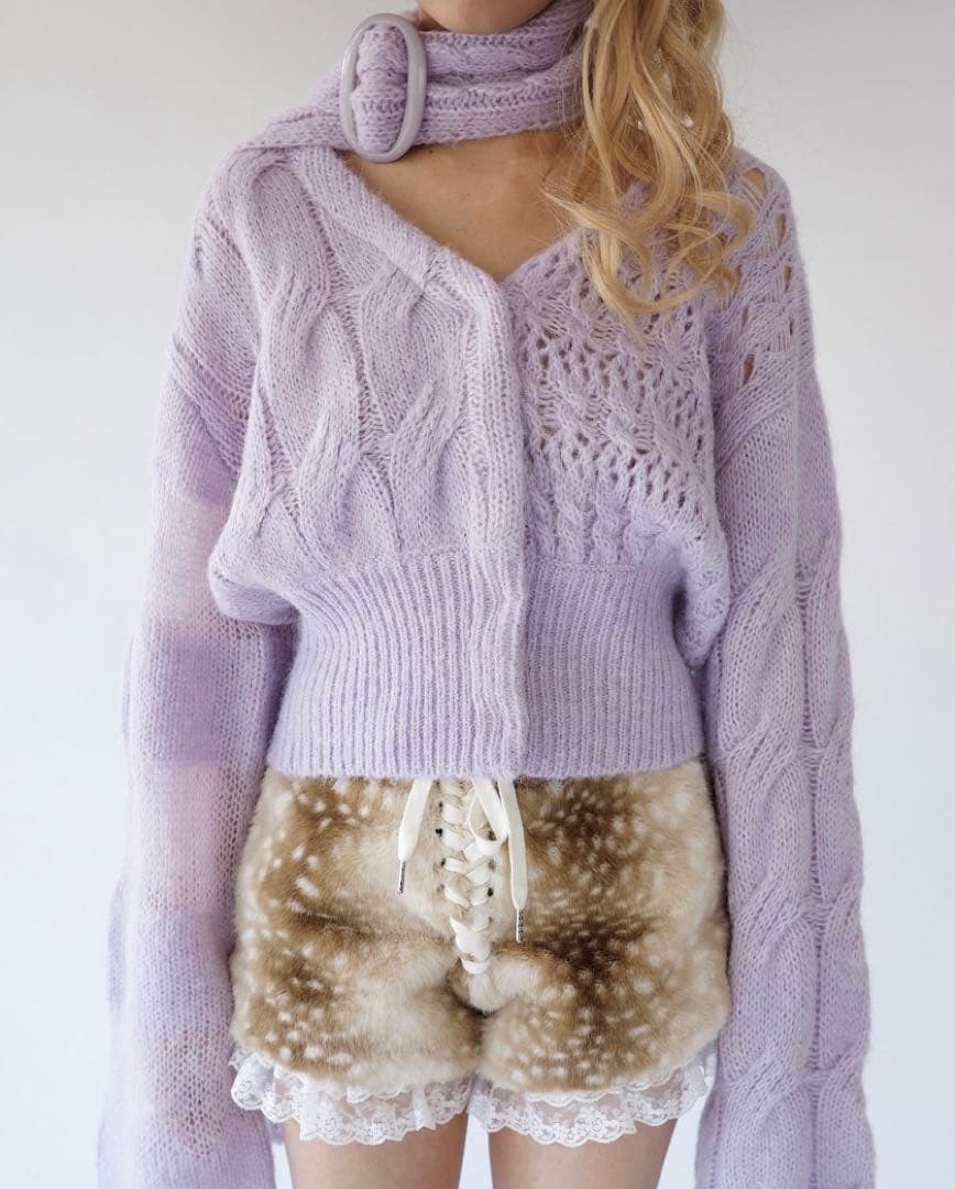 igi LACED FUR SHORTS レースアップファーショートパンツ