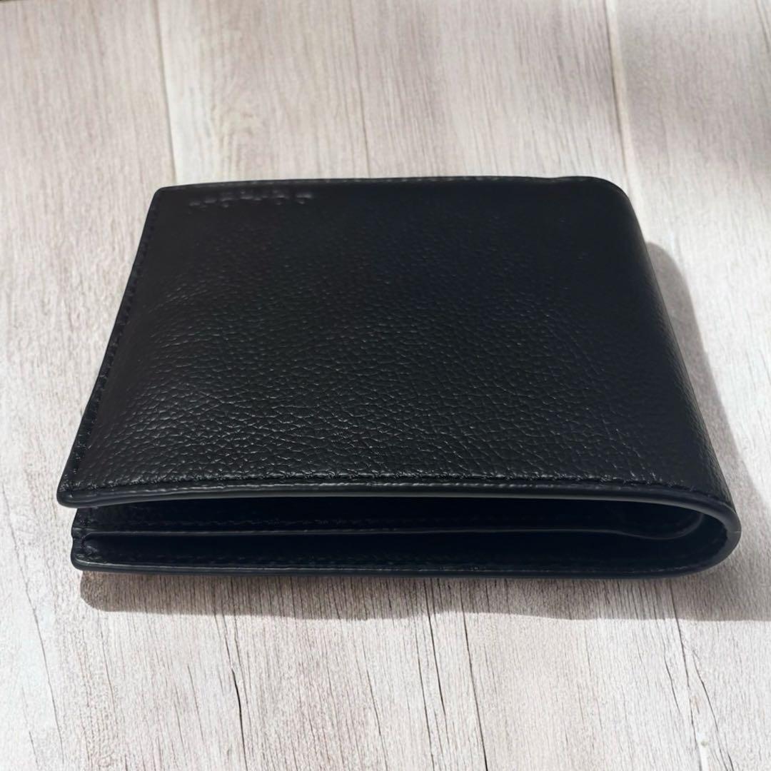 COACH コーチ 二つ折り財布 F74991 黒 美品 コンパクト ID付