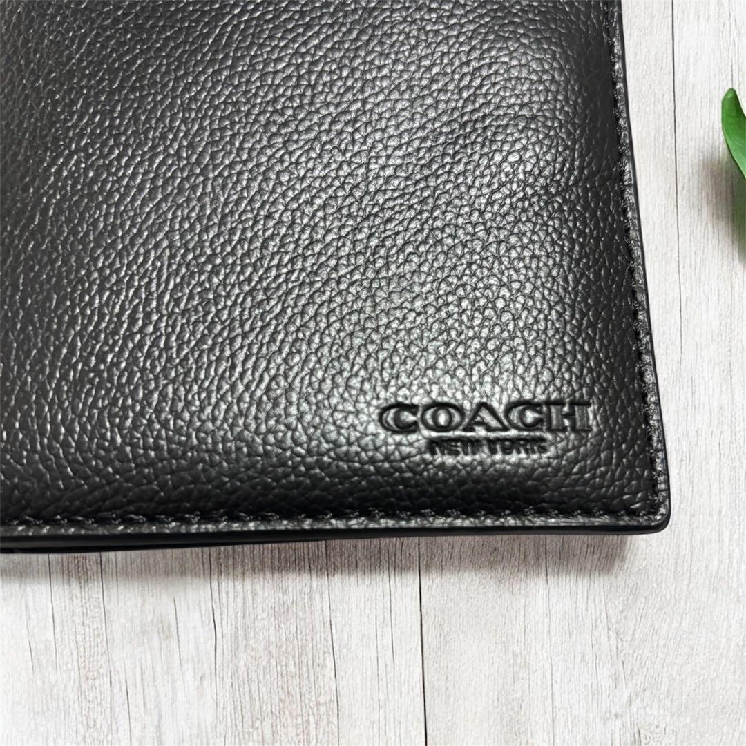 COACH コーチ 二つ折り財布 F74991 黒 美品 コンパクト ID付
