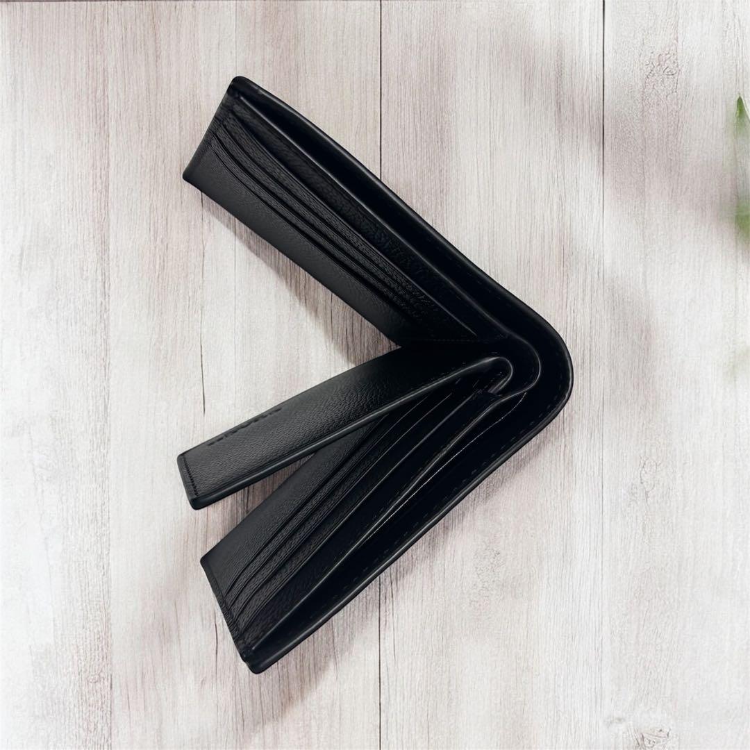 COACH コーチ 二つ折り財布 F74991 黒 美品 コンパクト ID付