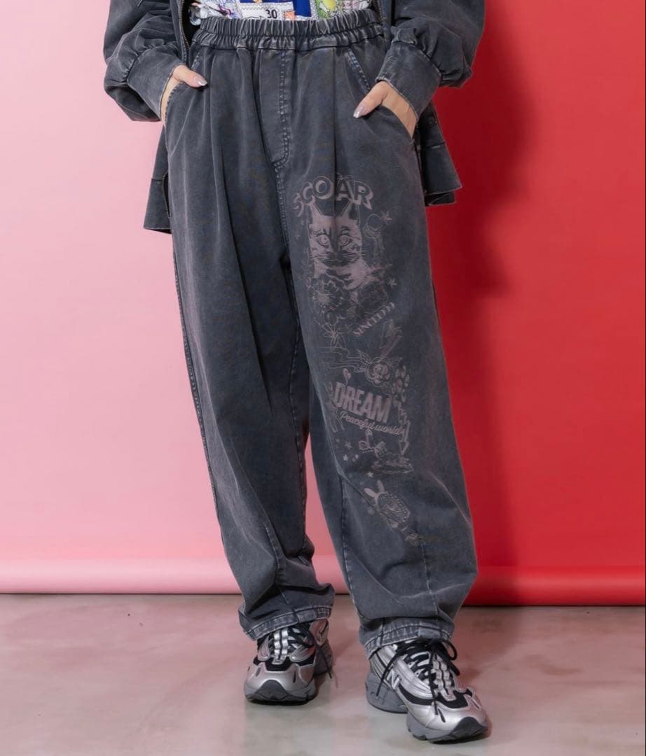 スカラー　scolar 161604：チョーク風柄コクーンパンツ