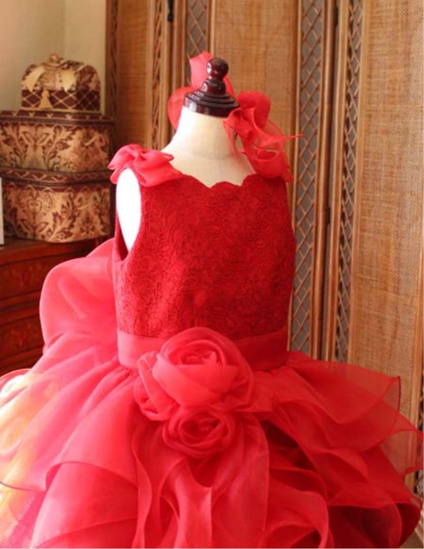 にゃんたん様　オーダーメイド　赤130＆オレンジ120〜130フォーマルドレス