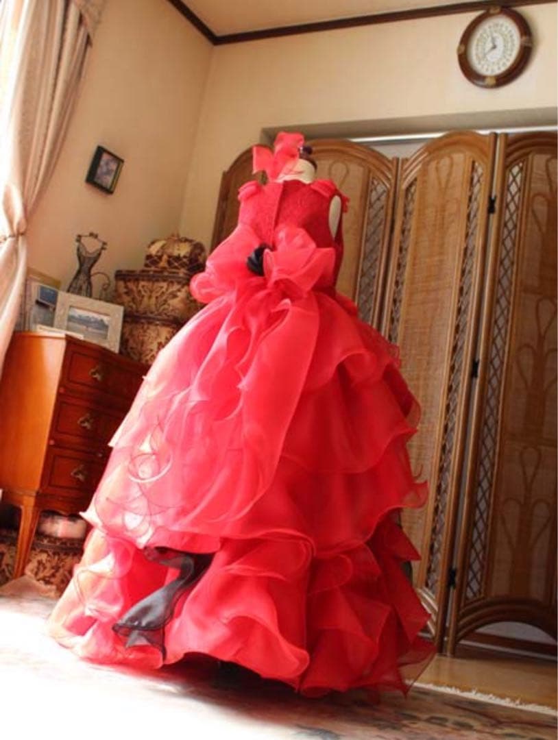 にゃんたん様　オーダーメイド　赤130＆オレンジ120〜130フォーマルドレス