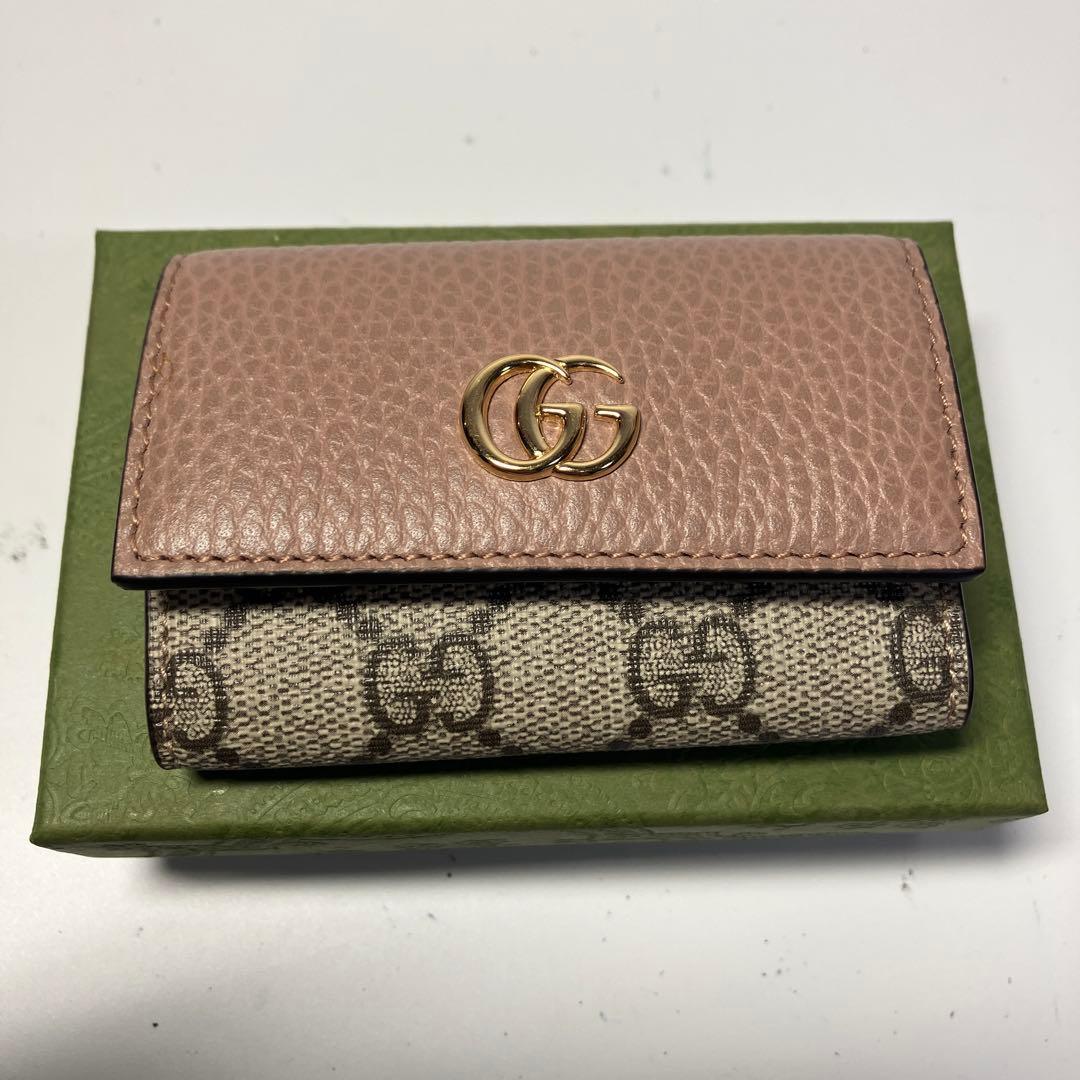 極美品　グッチGGマーモント ダスティピンク　キーケース