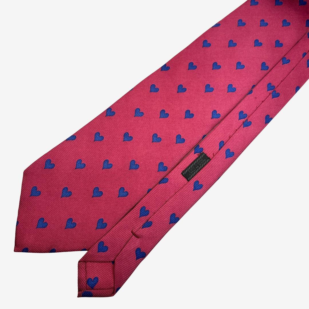 PRADA シルクネクタイ ハート柄 ピンク
