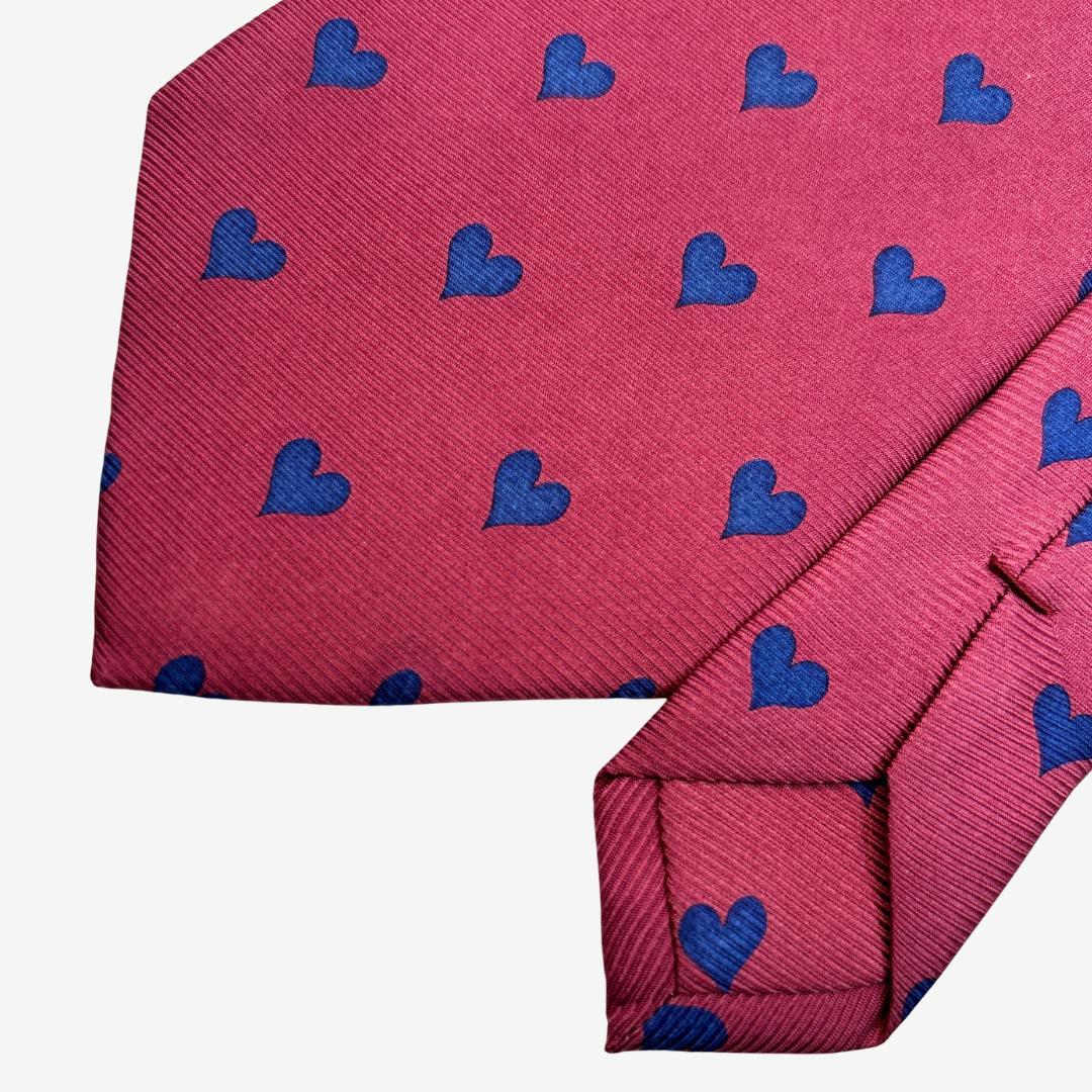 PRADA シルクネクタイ ハート柄 ピンク