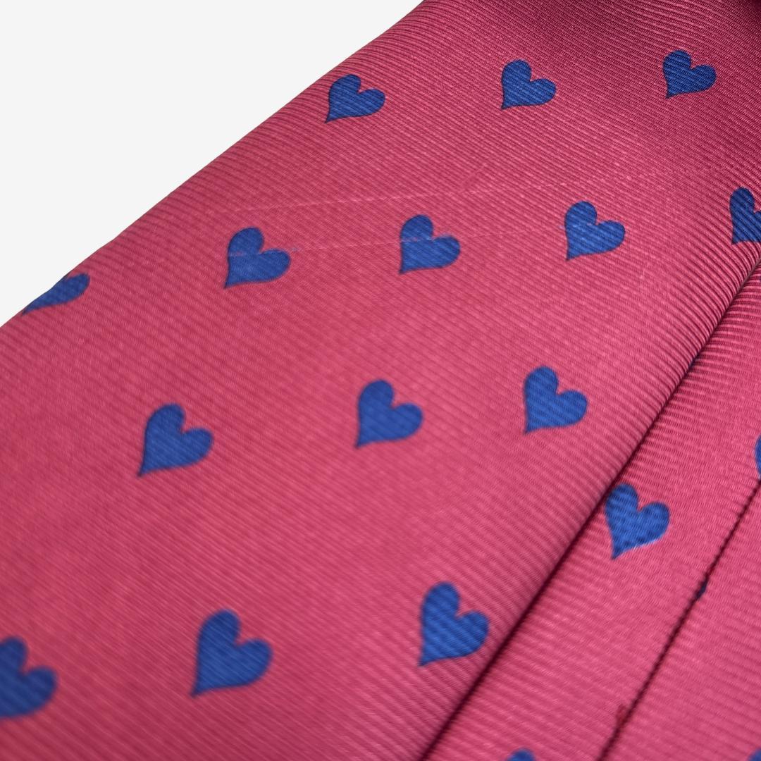 PRADA シルクネクタイ ハート柄 ピンク