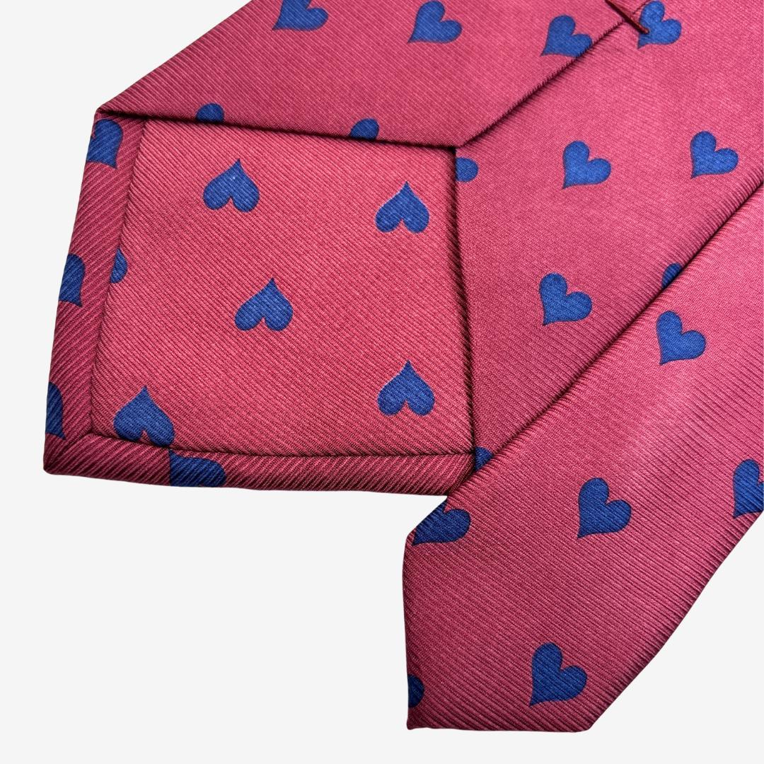 PRADA シルクネクタイ ハート柄 ピンク