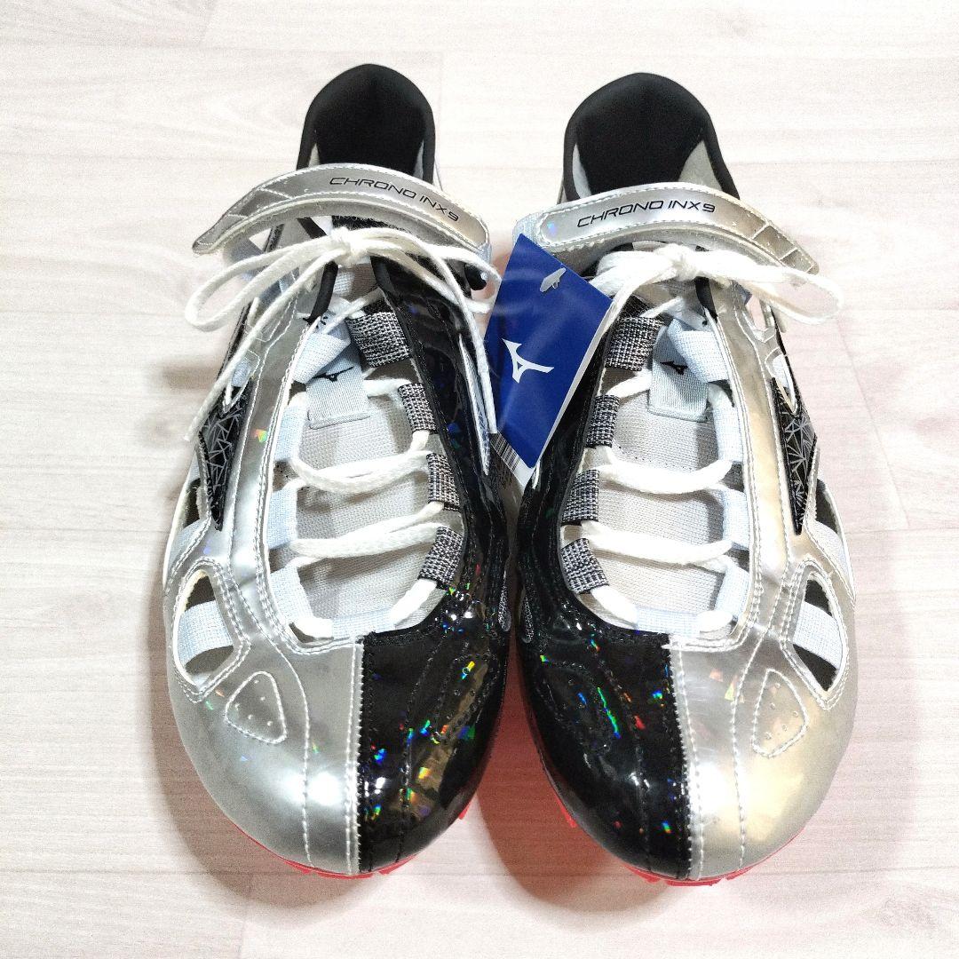 新品 ミズノ クロノインクス9 陸上短距離スパイク 27.5 黒銀 Mizuno