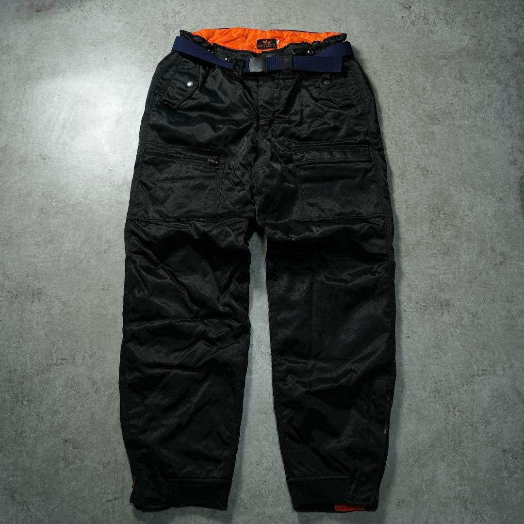 90s ALPHA 中綿 フライトパンツ ブラック 裏地キルティング 暖パン