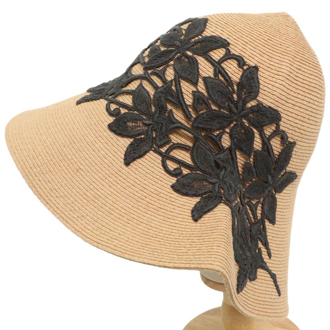 【極美品】Athena New York　花柄刺繍 ラフィア ストローハット