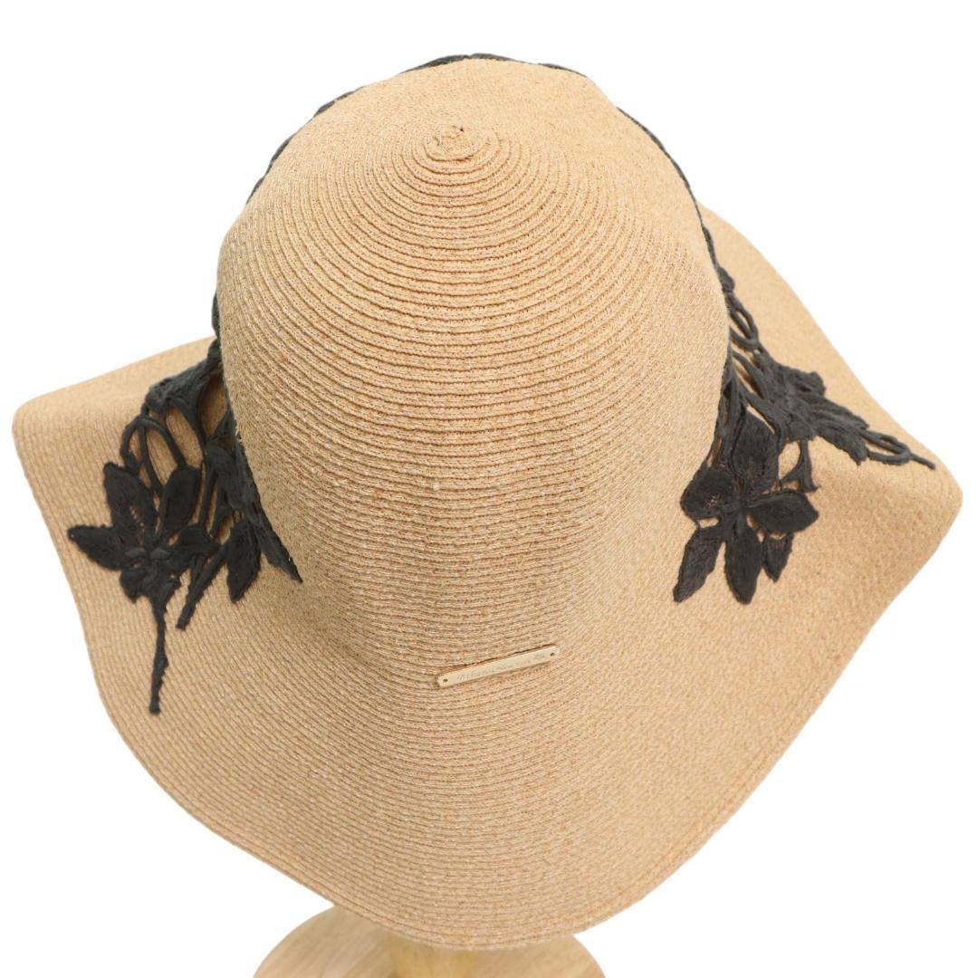 【極美品】Athena New York　花柄刺繍 ラフィア ストローハット