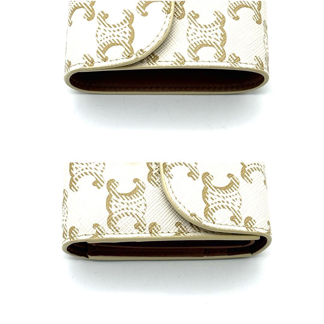 現行◆極美品◆CELINE 三つ折り財布 トリオンフ マカダム柄 ホワイト