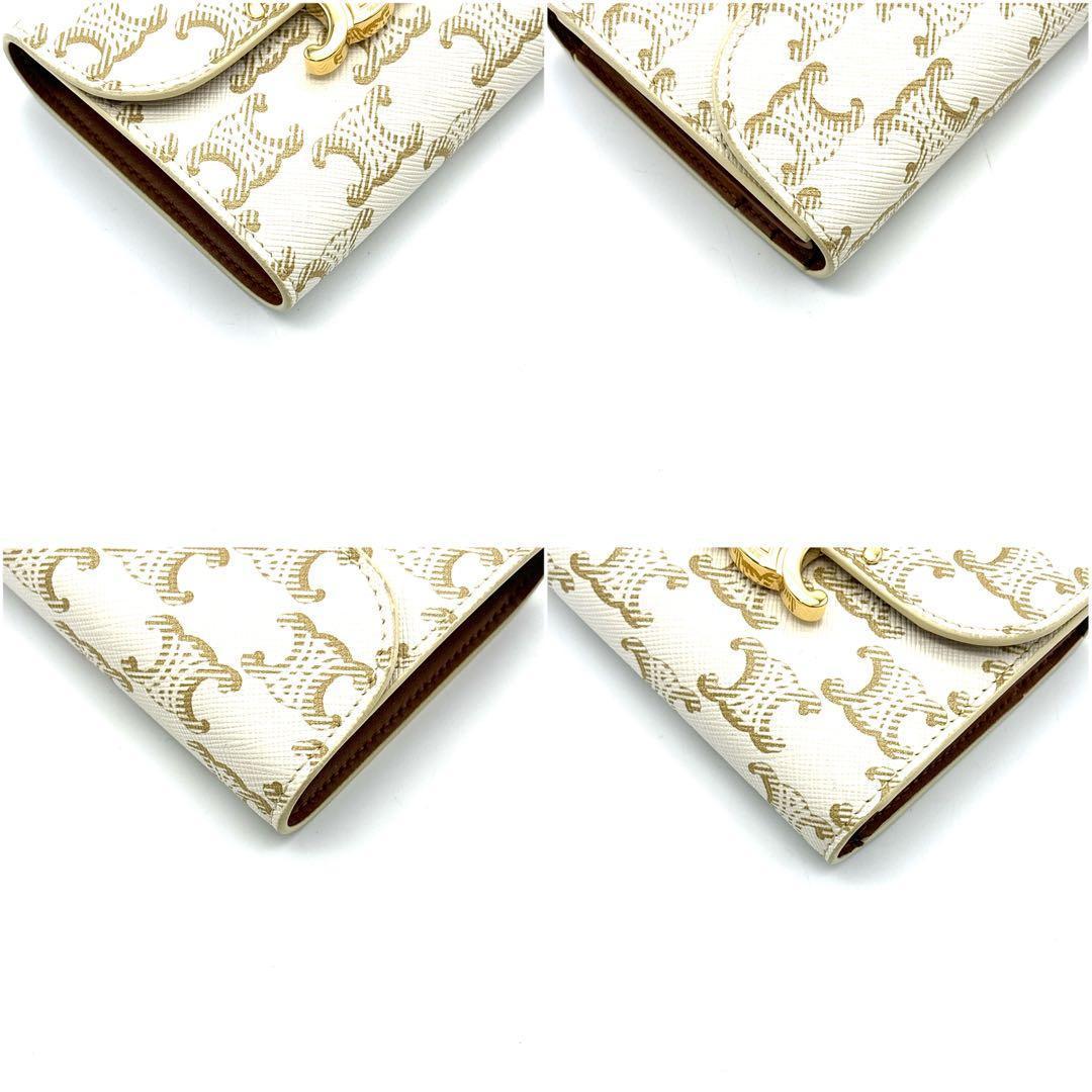 現行◆極美品◆CELINE 三つ折り財布 トリオンフ マカダム柄 ホワイト