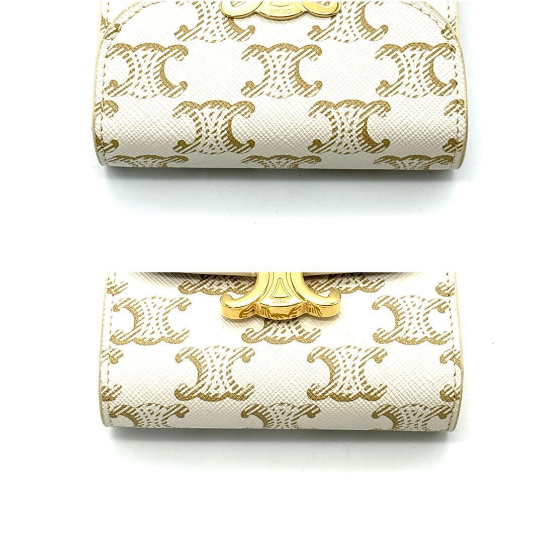 現行◆極美品◆CELINE 三つ折り財布 トリオンフ マカダム柄 ホワイト