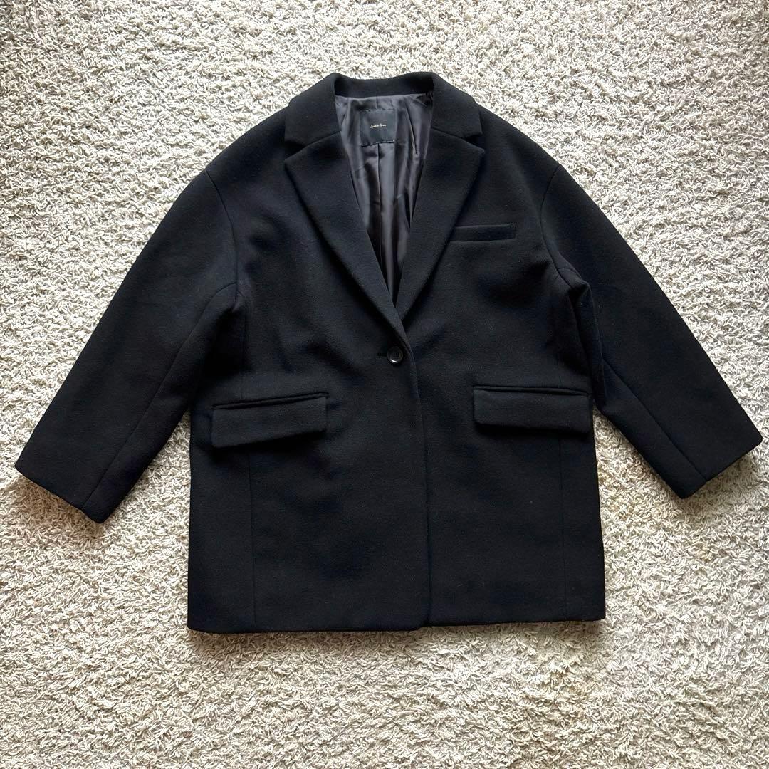 【極美品】Spick&Span W/Nyモッサジャケットライクコート ブラック