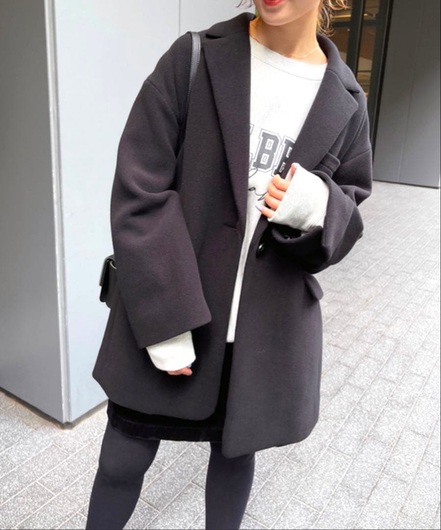 【極美品】Spick&Span W/Nyモッサジャケットライクコート ブラック