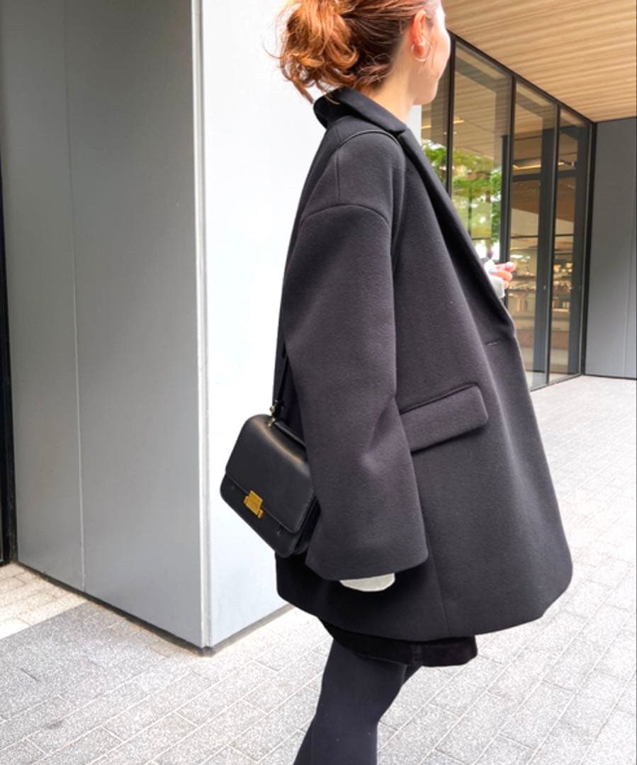 【極美品】Spick&Span W/Nyモッサジャケットライクコート ブラック