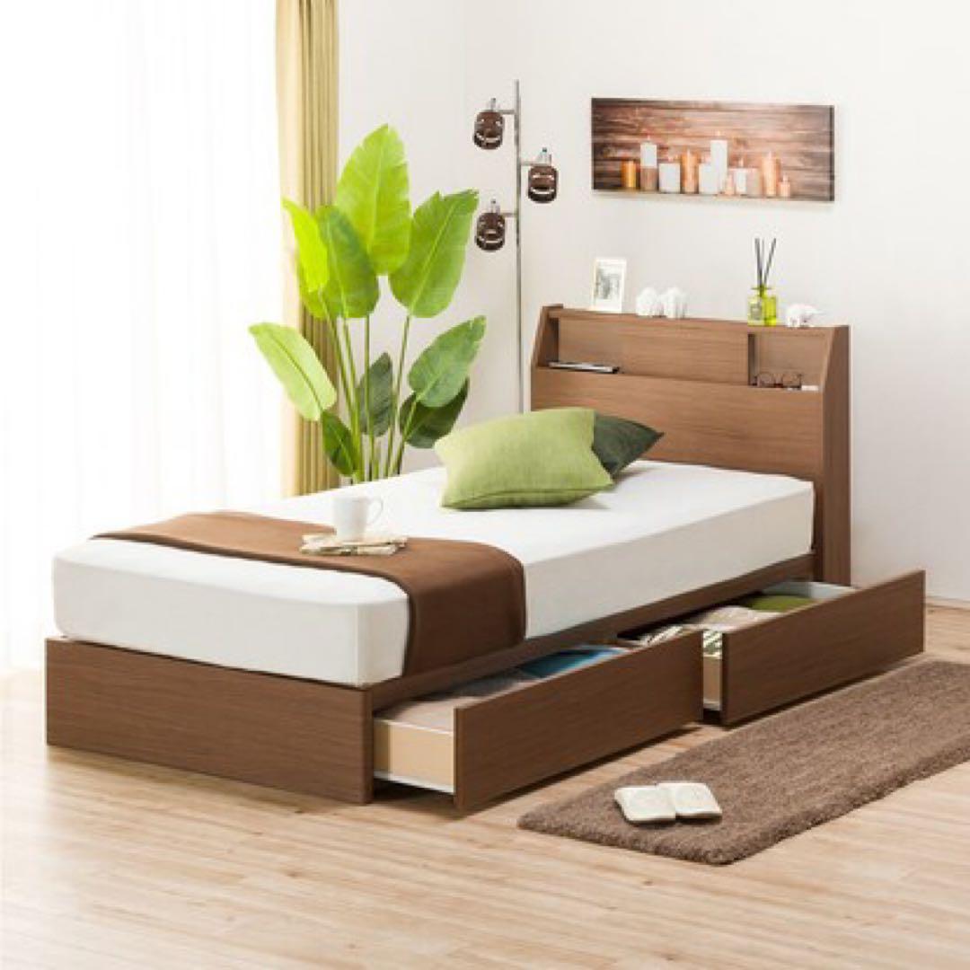 送料込み　ニトリ クイーン ベットフレーム 収納・コンセント付　アザン3浅型