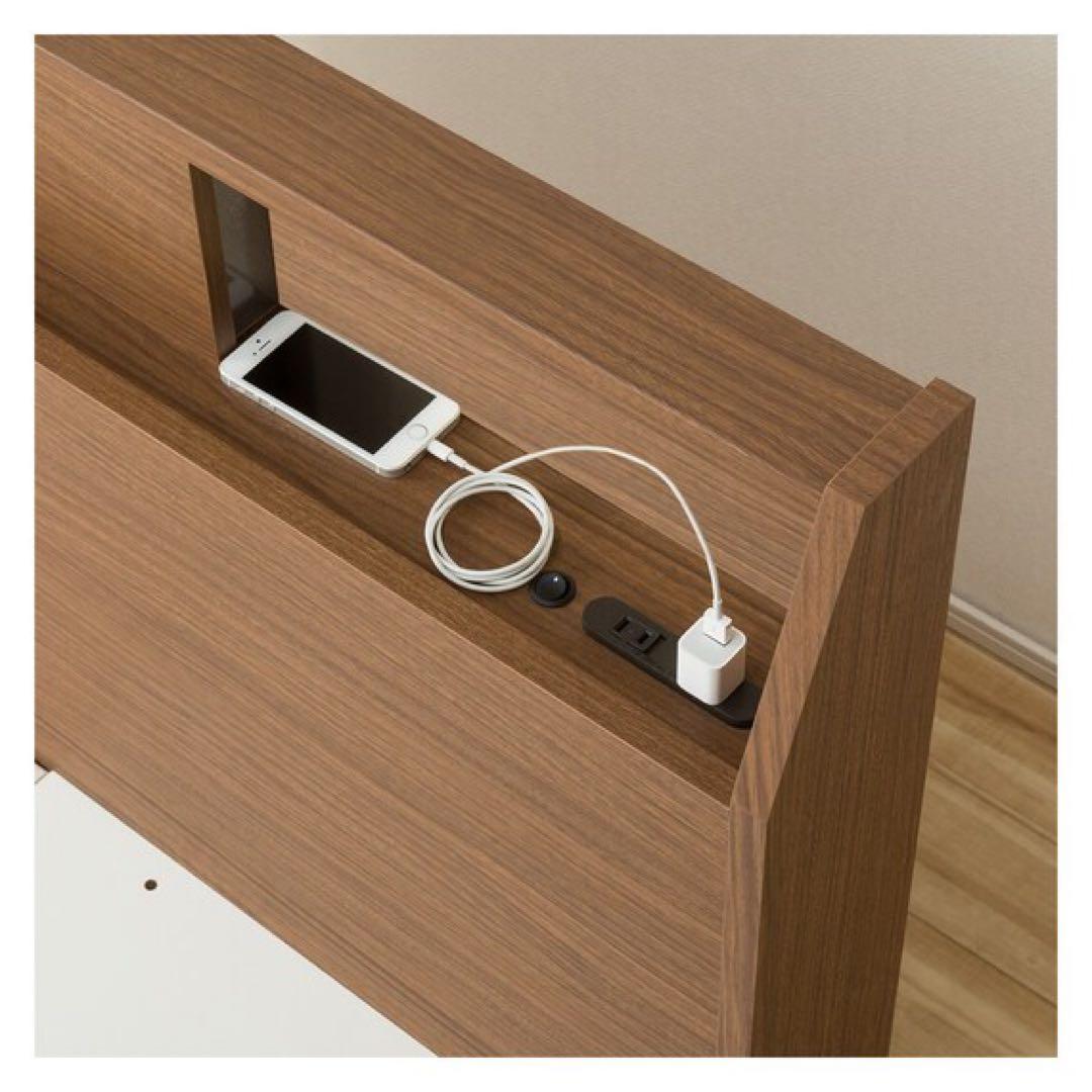 送料込み　ニトリ クイーン ベットフレーム 収納・コンセント付　アザン3浅型