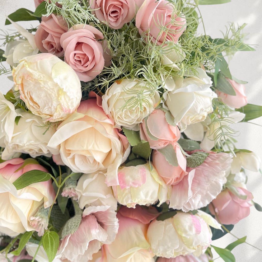 ピンクローズとピオニーのスワッグ｜光触媒フラワー・開店祝い・誕生日ギフト　造花