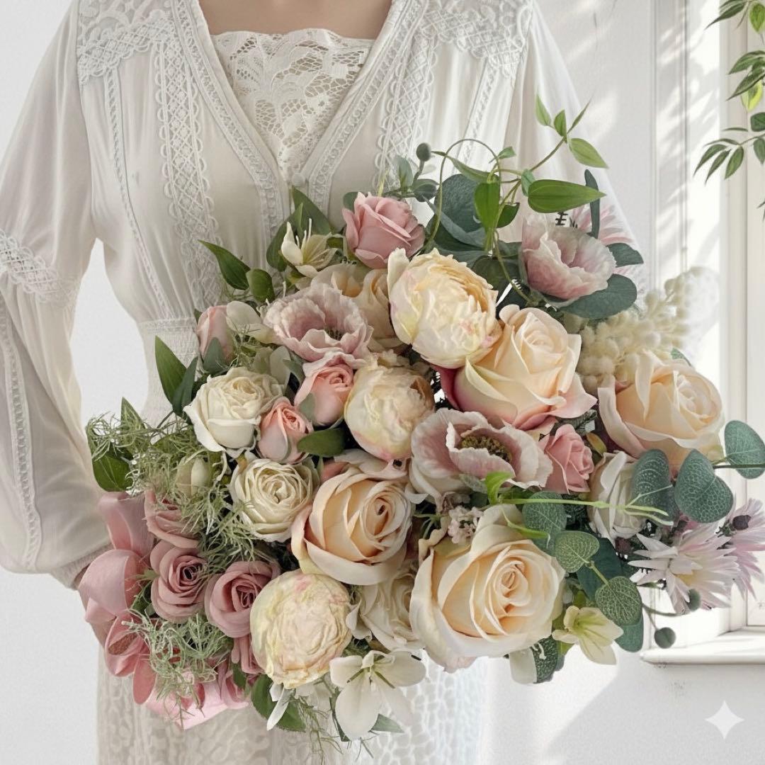 ピンクローズとピオニーのスワッグ｜光触媒フラワー・開店祝い・誕生日ギフト　造花